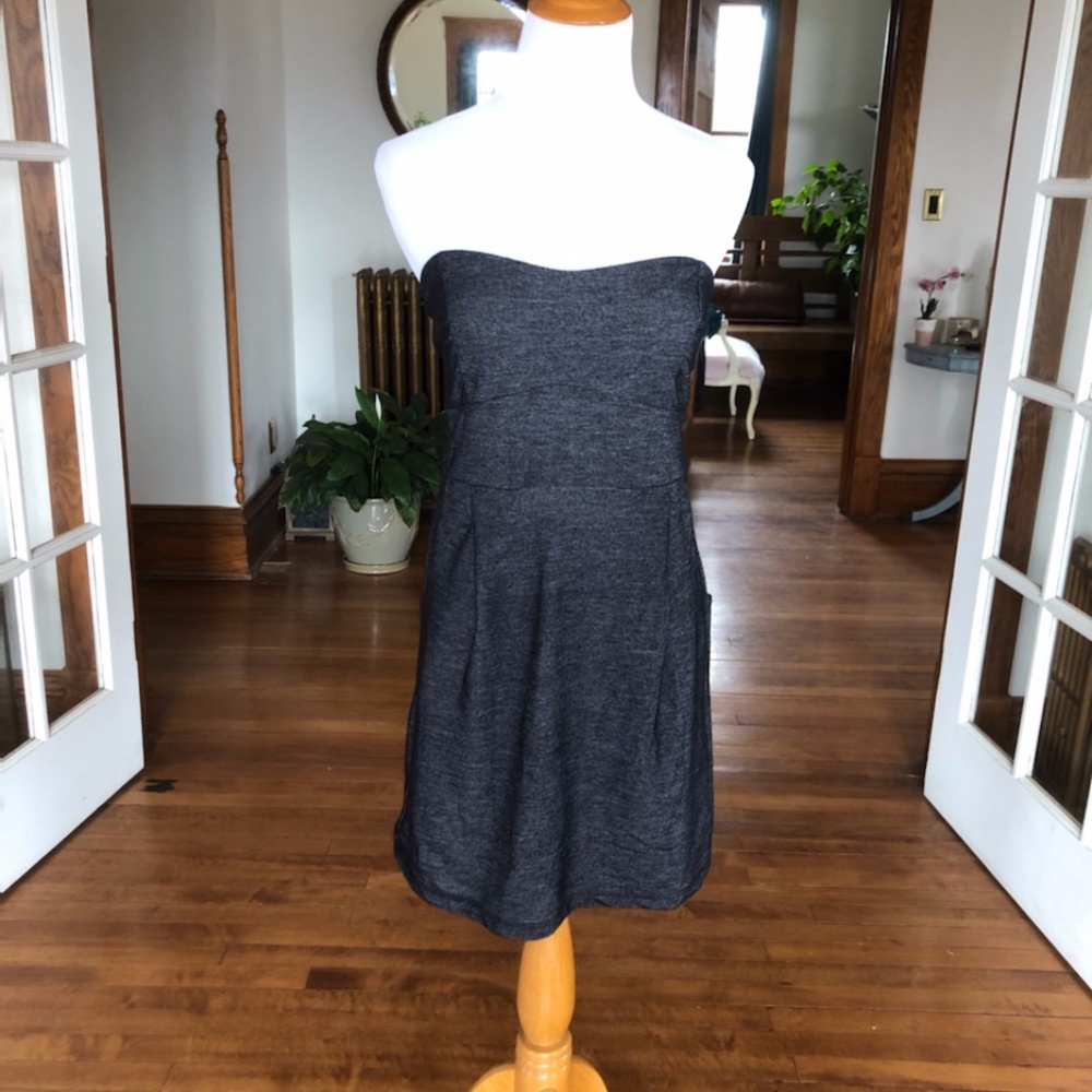 Mini Strapless Black Denim Dress Medium